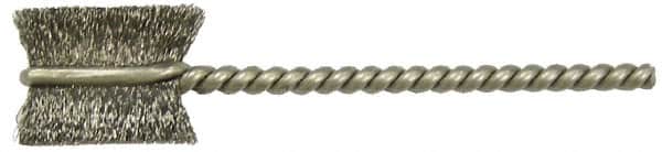 Weiler - 1-1/8" Diam Helical Stainless Steel Tube Brush - 0.008" Filament Diam, 1" Brush Length, 3-1/2" OAL, 1/4" Diam Stainless Steel Shank - Exact Tooling
