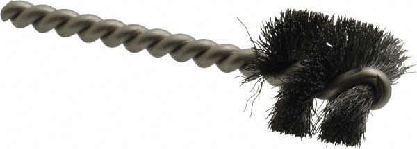 Weiler - 1" Diam Helical Steel Tube Brush - 0.008" Filament Diam, 1" Brush Length, 3-1/2" OAL, 1/4" Diam Stainless Steel Shank - Exact Tooling