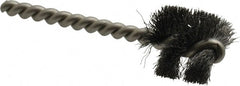 Weiler - 1" Diam Helical Steel Tube Brush - 0.008" Filament Diam, 1" Brush Length, 3-1/2" OAL, 1/4" Diam Stainless Steel Shank - Exact Tooling