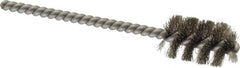 Weiler - 5/8" Diam Helical Stainless Steel Tube Brush - 0.005" Filament Diam, 1" Brush Length, 3-1/2" OAL, 3/16" Diam Stainless Steel Shank - Exact Tooling