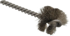 Weiler - 1-1/4" Diam Helical Stainless Steel Tube Brush - 0.008" Filament Diam, 1" Brush Length, 3-1/2" OAL, 1/4" Diam Stainless Steel Shank - Exact Tooling