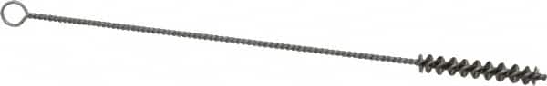 Weiler - 1-1/2" Long x 1/4" Diam Steel Hand Tube Brush - Single Spiral, 7" OAL, 0.003" Wire Diam, 3/32" Shank Diam - Exact Tooling