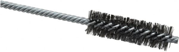 Weiler - 3/4" Diam Helical Steel Tube Brush - Double Spiral, 0.0104" Filament Diam, 2-1/2" Brush Length, 5-1/2" OAL, 1/4" Diam Shank - Exact Tooling