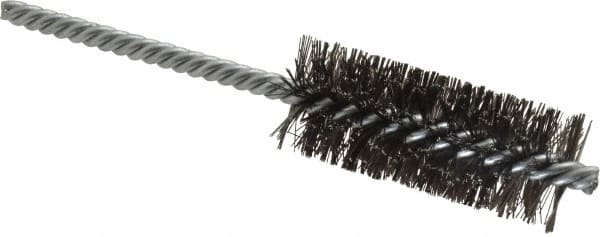 Weiler - 1" Diam Helical Steel Tube Brush - Double Spiral, 0.0104" Filament Diam, 2-1/2" Brush Length, 5-1/2" OAL, 1/4" Diam Shank - Exact Tooling