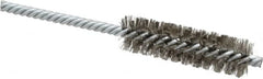 Weiler - 3/4" Diam Helical Stainless Steel Tube Brush - Double Spiral, 0.006" Filament Diam, 2-1/2" Brush Length, 5-1/2" OAL, 1/4" Diam Shank - Exact Tooling