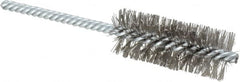 Weiler - 1" Diam Helical Stainless Steel Tube Brush - Double Spiral, 0.0104" Filament Diam, 2-1/2" Brush Length, 5-1/2" OAL, 1/4" Diam Shank - Exact Tooling