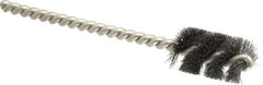 Weiler - 9/16" Diam Helical Steel Tube Brush - 0.005" Filament Diam, 1" Brush Length, 3-1/2" OAL, 3/16" Diam Stainless Steel Shank - Exact Tooling