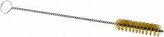 Weiler - 2" Long x 1/2" Diam Brass Hand Tube Brush - Single Spiral, 8" OAL, 0.004" Wire Diam, 1/8" Shank Diam - Exact Tooling