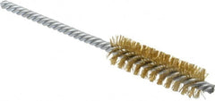 Weiler - 5/8" Diam Helical Brass Tube Brush - Double Spiral, 0.008" Filament Diam, 2" Brush Length, 5-1/2" OAL, 7/32" Diam Shank - Exact Tooling
