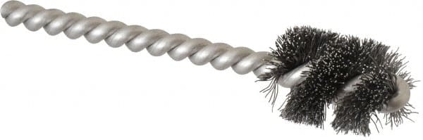 Weiler - 3/4" Diam Helical Steel Tube Brush - 0.008" Filament Diam, 1" Brush Length, 3-1/2" OAL, 7/32" Diam Stainless Steel Shank - Exact Tooling
