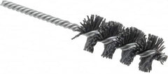 Weiler - 1-1/8" Diam Helical Nylon Tube Brush - Single Spiral, 0.035" Filament Diam, 2-1/2" Brush Length, 5-1/2" OAL, 1/4" Diam Shank - Exact Tooling