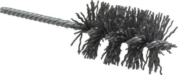Weiler - 1-3/4" Diam Helical Nylon Tube Brush - Single Spiral, 0.04" Filament Diam, 2-1/2" Brush Length, 5-1/2" OAL, 1/4" Diam Shank - Exact Tooling
