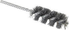 Weiler - 1-1/8" Diam Helical Nylon Tube Brush - Single Spiral, 0.022" Filament Diam, 2-1/2" Brush Length, 5-1/2" OAL, 1/4" Diam Shank - Exact Tooling