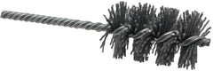 Weiler - 1-1/2" Diam Helical Nylon Tube Brush - Single Spiral, 0.04" Filament Diam, 2-1/2" Brush Length, 5-1/2" OAL, 1/4" Diam Shank - Exact Tooling