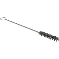 Weiler - 3/8" Diam Helical Stainless Steel Tube Brush - Single Spiral, 0.004" Filament Diam, 2" Brush Length, 8" OAL, 1/8" Diam Galvanized Steel Shank - Exact Tooling