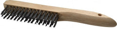 Weiler - 4 Rows x 16 Columns Shoe Handle Steel Scratch Brush - 5" Brush Length, 10" OAL, 1" Trim Length, Wood Shoe Handle - Exact Tooling