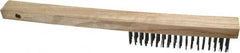 Weiler - 4 Rows x 18 Columns Curved Handle Steel Scratch Brush - 6" Brush Length, 14" OAL, 1" Trim Length, Wood Curved Handle - Exact Tooling