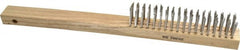 Weiler - 4 Rows x 18 Columns Curved Handle Stainless Steel Scratch Brush - 6" Brush Length, 14" OAL, 1" Trim Length, Wood Curved Handle - Exact Tooling
