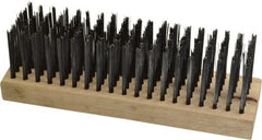 Weiler - 6 Rows x 19 Columns Steel Scratch Brush - 7" Brush Length, 7-1/4" OAL, 1-5/8" Trim Length, Wood Straight Handle - Exact Tooling
