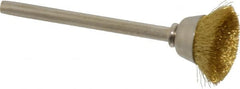 Weiler - 5/8" Diam, 1/8" Shank Crimped Wire Brass Cup Brush - 0.003" Filament Diam, 1/4" Trim Length, 37,000 Max RPM - Exact Tooling