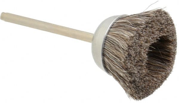Weiler - 1" Diam, 1/8" Shank Straight Wire Hair Cup Brush - 0.003" Filament Diam, 7/16" Trim Length, 25,000 Max RPM - Exact Tooling