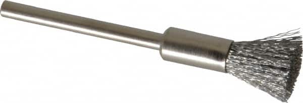 Weiler - 1/4" Brush Diam, Crimped, End Brush - 1/8" Diam Shank, 37,000 Max RPM - Exact Tooling