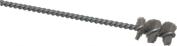 Weiler - 0.64" Diam Helical Nylon Tube Brush - 0.012" Filament Diam, 1" Brush Length, 5" OAL, 0.194" Diam Shank - Exact Tooling