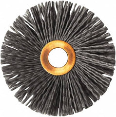 Weiler - 3" OD, 1/2" Arbor Hole, Nylon Wheel Brush - 1/2" Face Width, 1" Trim Length, 0.035" Filament Diam, 10,000 RPM - Exact Tooling