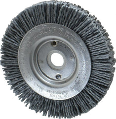 Weiler - 3" OD, 1/2" Arbor Hole, Crimped Nylon Wheel Brush - 3/8" Face Width, 1/2" Trim Length, 0.04" Filament Diam, 6,000 RPM - Exact Tooling