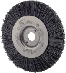 Weiler - 4" OD, 1/2" Arbor Hole, Nylon Wheel Brush - 1/2" Face Width, 7/8" Trim Length, 0.022" Filament Diam, 6,000 RPM - Exact Tooling
