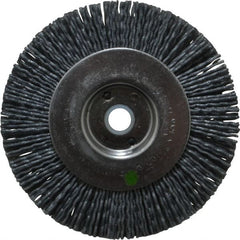 Weiler - 4" OD, 1/2" Arbor Hole, Crimped Nylon Wheel Brush - 1/2" Face Width, 7/8" Trim Length, 0.04" Filament Diam, 6,000 RPM - Exact Tooling