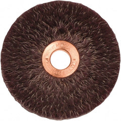 Weiler - 3" OD, 1/2" Arbor Hole, Crimped Steel Wheel Brush - 1/4" Face Width, 1" Trim Length, 0.014" Filament Diam, 20,000 RPM - Exact Tooling