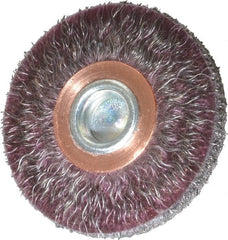 Weiler - 2" OD, 1/4" Shank Diam, Crimped Steel Wheel Brush - 1/4" Face Width, 1/2" Trim Length, 0.0118" Filament Diam, 20,000 RPM - Exact Tooling
