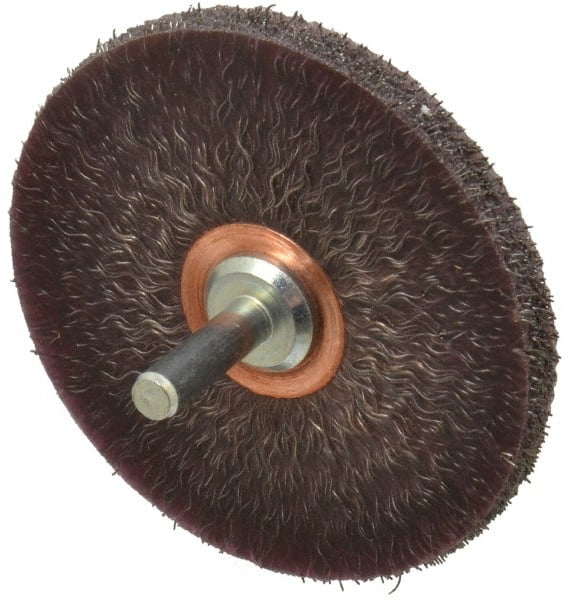 Weiler - 3" OD, 1/4" Shank Diam, Crimped Steel Wheel Brush - 1/4" Face Width, 1" Trim Length, 0.0118" Filament Diam, 20,000 RPM - Exact Tooling