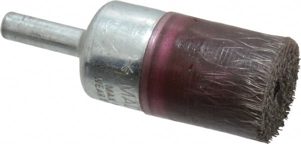 Weiler - 3/4" OD, 1/4" Shank Diam, Crimped Steel Wheel Brush - 7/8" Trim Length, 0.0104" Filament Diam, 20,000 RPM - Exact Tooling