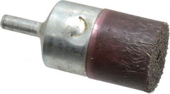 Weiler - 1" OD, 1/4" Shank Diam, Crimped Steel Wheel Brush - 7/8" Trim Length, 0.0104" Filament Diam, 14,000 RPM - Exact Tooling