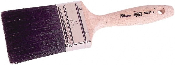 Weiler - 3" Flat Hog Wall Brush - 3-1/4" Bristle Length, 10" Wood Beavertail Handle - Exact Tooling
