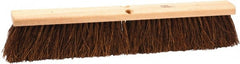 Weiler - 18" Rough Surface Palmyra Push Broom - 4" Bristle Length, Wood Block, Threaded Handle Connection, Handle Sold Separately - Exact Tooling