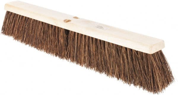 Weiler - 24" Rough Surface Palmyra Push Broom - 4" Bristle Length, Wood Block, Threaded Handle Connection, Handle Sold Separately - Exact Tooling