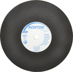 Norton - 10" 24 Grit Aluminum Oxide Cutoff Wheel - 1/8" Thick, 5/8" Arbor, 6,110 Max RPM, Use with Stationary Tools - Exact Tooling