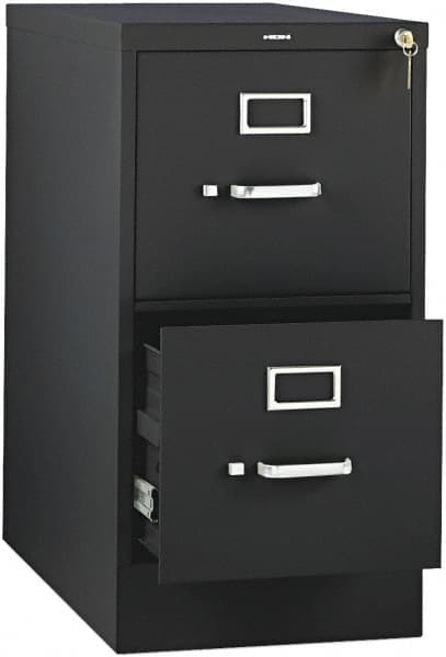 Hon - 26" Wide x 29" High x 26-1/2" Deep, 2 Drawer Vertical File with Lock - Steel, Black - Exact Tooling
