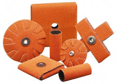 Merit Abrasives - 120 Grit, Fine Grade, Ceramic Square Pad - 2" Long x 2" Wide x 1/2" Thick, Cloth Backed, X Backing Weight, 6 Ply, 18,000 Max RPM - Exact Tooling