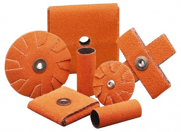 Merit Abrasives - 80 Grit, Medium Grade, Ceramic Cross Pad - 2" Long x 2" Wide x 3/4" Thick, Cloth Backed, X Backing Weight, 8 Ply, 18,000 Max RPM - Exact Tooling