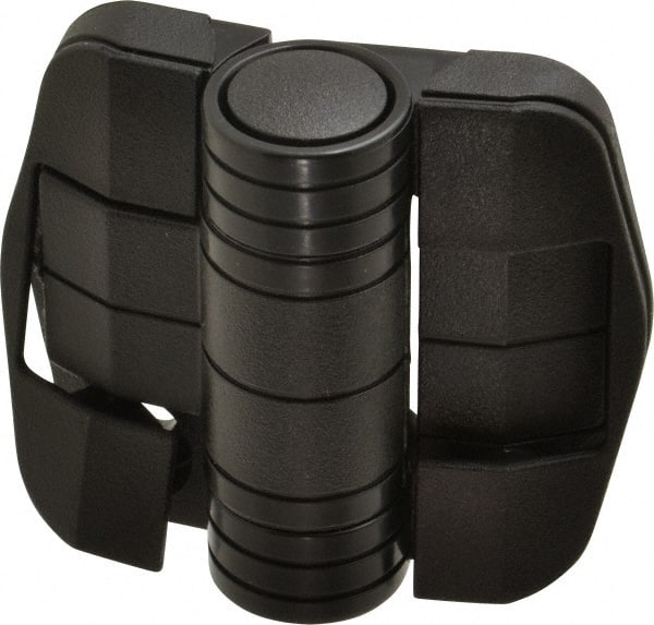 Value Collection - 2-1/4" Long x 2-1/16" Wide x 45/64" Thick, Door Positioning Hinge - Black Acetal with Chrome Steel Detent Ball, Black Finish - Exact Tooling