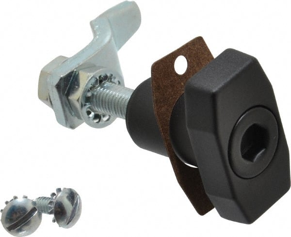 Made in USA - 2.97" Long x 1.56" Wide x 0.880" High, Hex Key Latch Operated Latch - Die Cast Zinc, with Black Powder Coat Finish - Exact Tooling