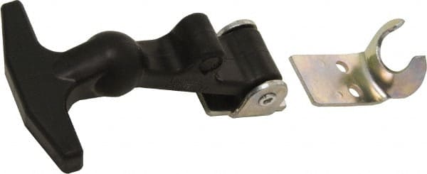 Value Collection - 4.658" Long x 2-7/16" Wide x 1-1/4" High, Draw Latch - EPDM Rubber Handle, 1010 Steel Keeper & Bracket, Aluminum Rivet, with Black Finish - Exact Tooling