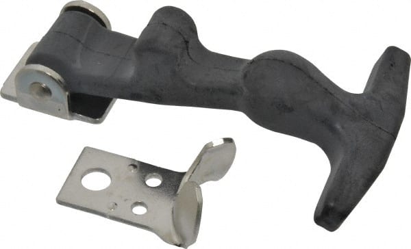 Value Collection - 5-7/8" Long x 3-1/8" Wide x 1-1/4" High, Draw Latch - EPDM Rubber Handle, 302 Stainless Steel Keeper, Bracket & Rivet, with Black Finish - Exact Tooling