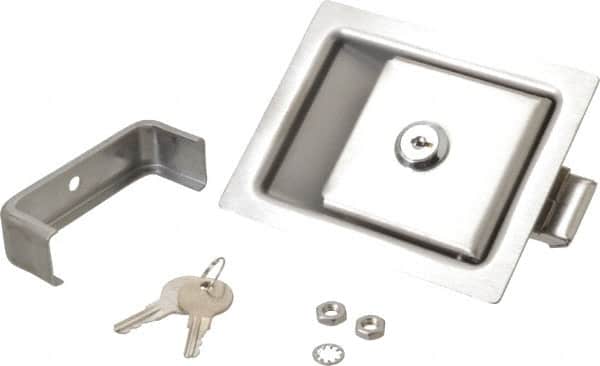 Made in USA - 5" Long x 4" Wide x 1-15/16" High, Paddle Latch - Stainless Steel, with Brushed Finish - Exact Tooling