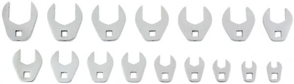 Proto - 16 Piece 3/8" Drive Open End Crowfoot Wrench Set - 9, 10, 11, 12, 13, 14, 15, 16, 17, 18, 19, 20, 21, 22, 23 & 24mm - Exact Tooling