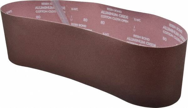 Norton - 6" Wide x 48" OAL, 80 Grit, Aluminum Oxide Abrasive Belt - Aluminum Oxide, Medium, Coated - Exact Tooling